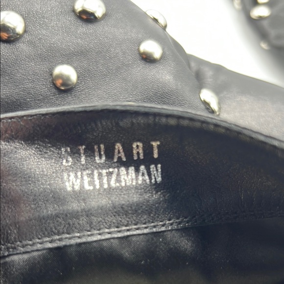 Stuart Weitzman Black Leather and Silver Studded Details - Picture 9 of 11